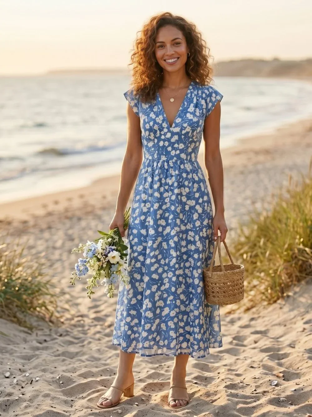 NWD Reformation Alisa Midi Dress in Blue Floral - Size 0 - Picture 3 of 10